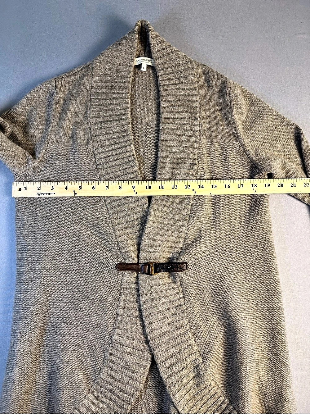 Rani Arabella Cashmere Cardigan in Brown Size Large With Leather Bit Closure - Picture 4 of 11